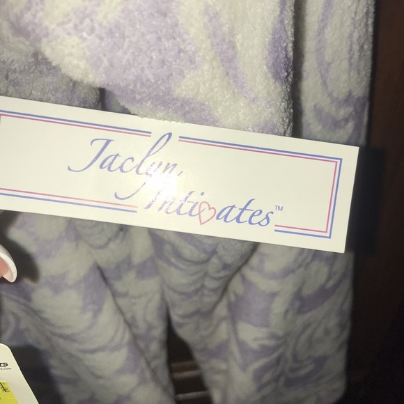 NWT Jaclyn Intimates long fleece satin trim full zip pastel sleepwear ro… - Picture 4 of 8